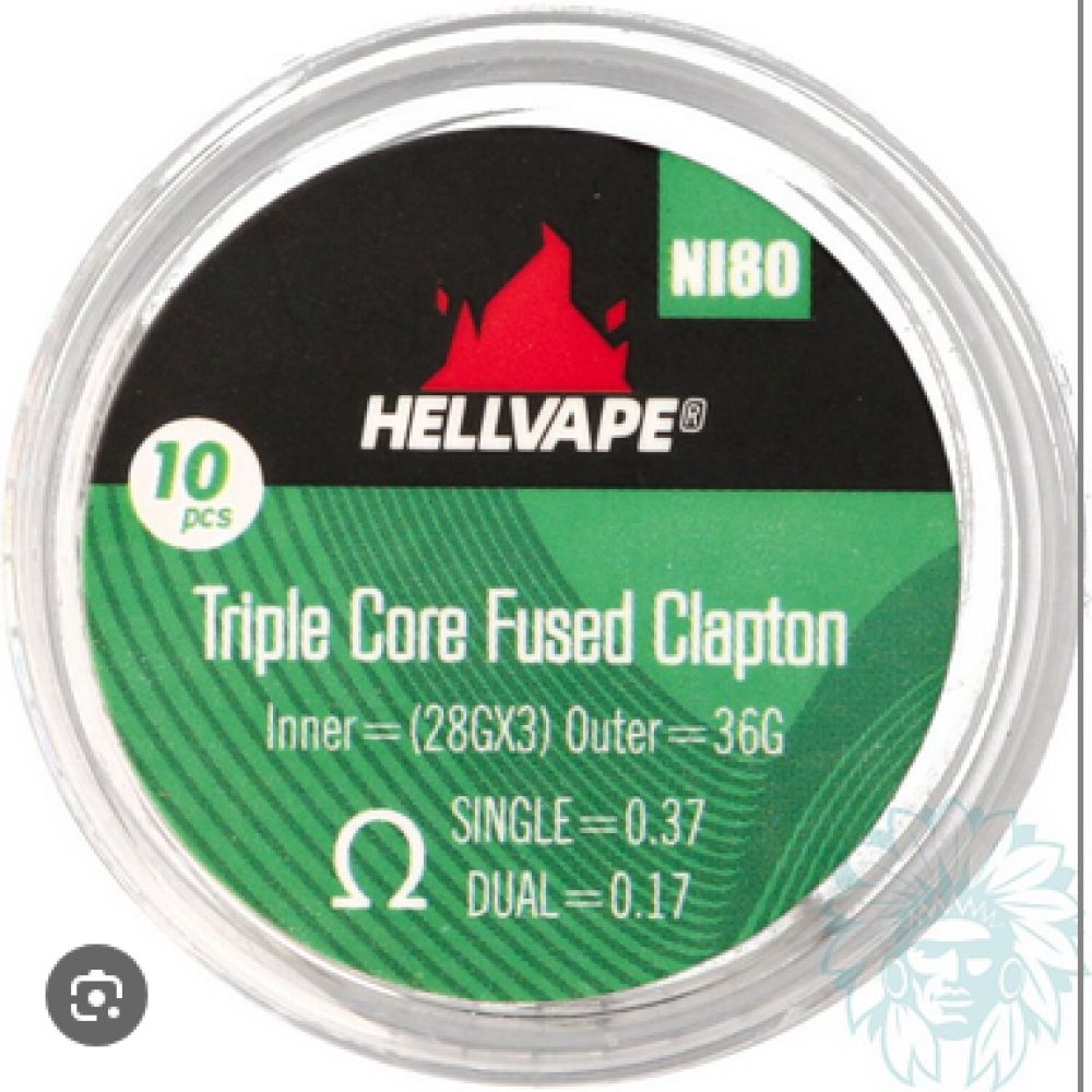 RESISTANCE PRÉ CONSTRUITE Coils Ni80 Triple Core Fused Clapton - par 10 - Hellvape - Valeur : Single 0.37 - Dual 0.17