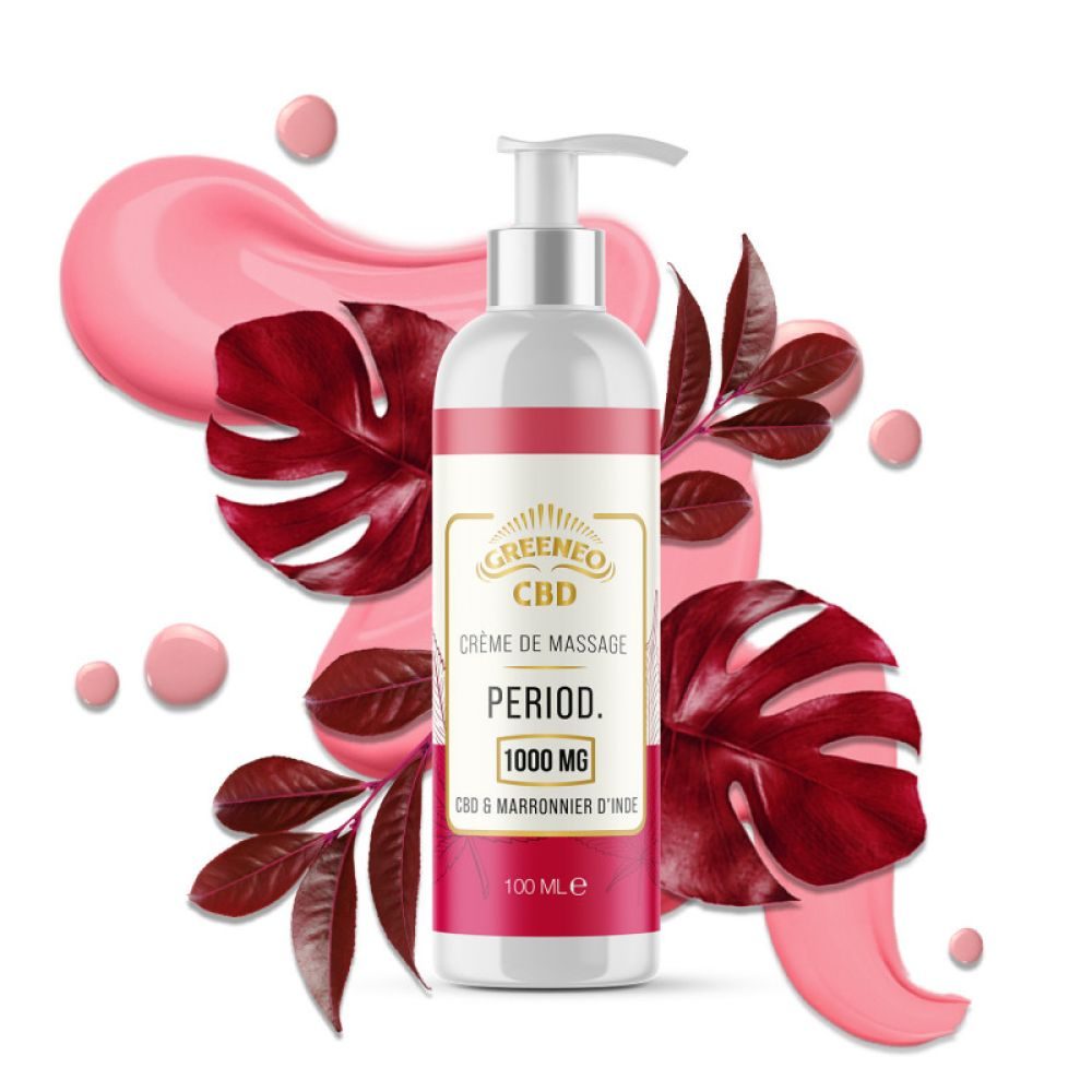 COSMETIQUES CBD CREME Massage Period. Period 1000mg Greeneo