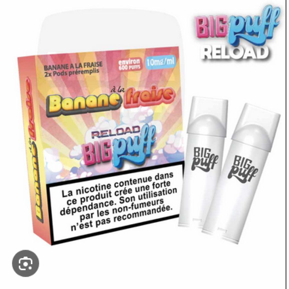 Big Puff reload 600puffs-banane fraise 10mg/ml